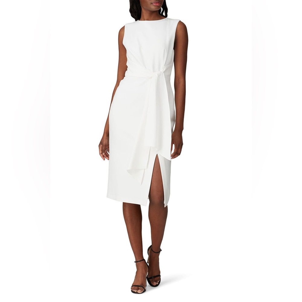 Shoshanna White Sleeveless Midi Dress with Side Tie